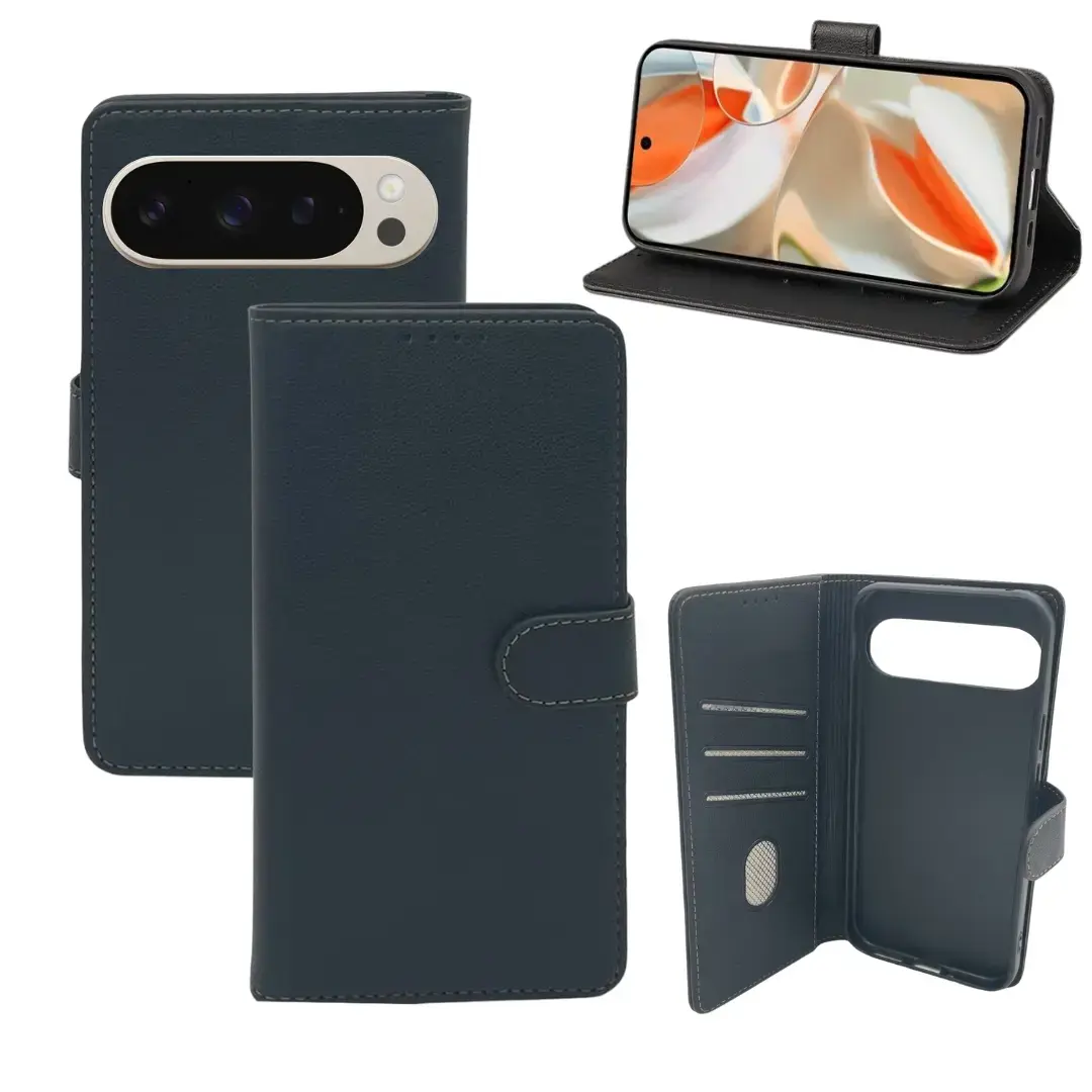 Google Pixel 10 Pro XL PU Leather Wallet Case Black